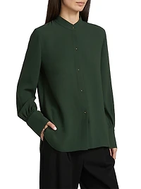 Metal Button-Detailed Long-Sleeve Shirt