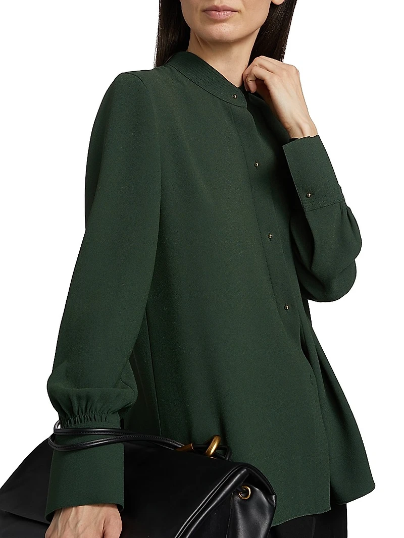 Metal Button-Detailed Long-Sleeve Shirt