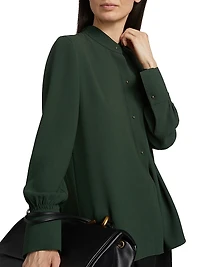 Metal Button-Detailed Long-Sleeve Shirt