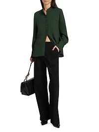 Metal Button-Detailed Long-Sleeve Shirt