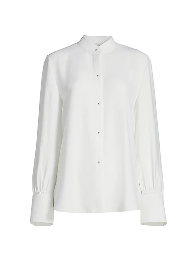 Metal Button-Detailed Long-Sleeve Shirt