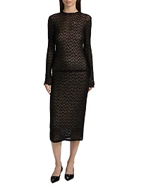Lace Long-Sleeve Jewel-Neck Top