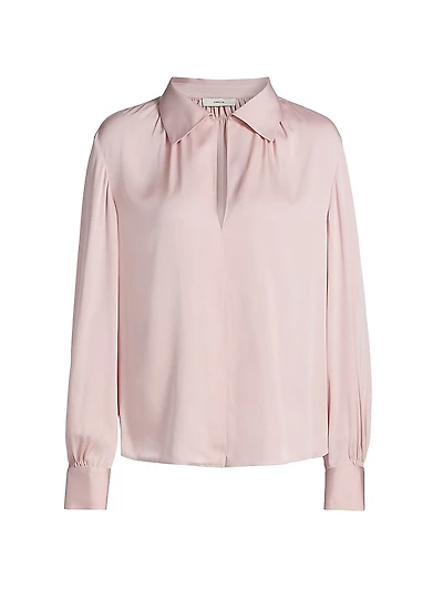 Pleated Silk-Blend Blouse