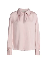 Pleated Silk-Blend Blouse