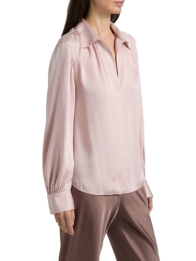 Pleated Silk-Blend Blouse