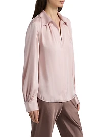 Pleated Silk-Blend Blouse