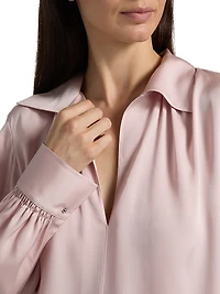 Pleated Silk-Blend Blouse