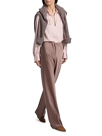 Pleated Silk-Blend Blouse