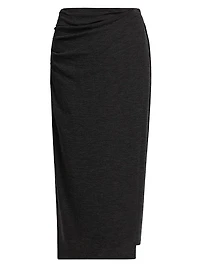 Draped Wool-Blend Midi-Skirt