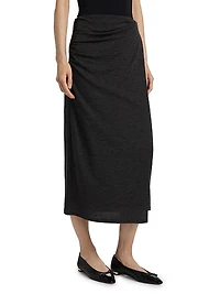 Draped Wool-Blend Midi-Skirt