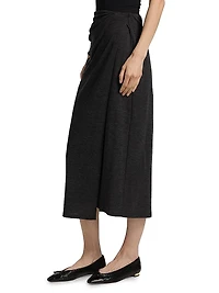 Draped Wool-Blend Midi-Skirt