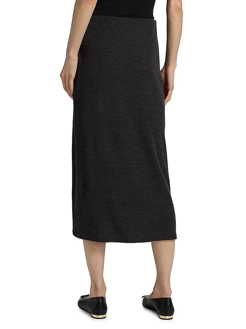 Draped Wool-Blend Midi-Skirt