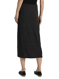 Draped Wool-Blend Midi-Skirt