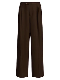 Pleated Wool-Blend Wide-Leg Trousers