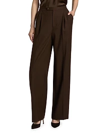 Pleated Wool-Blend Wide-Leg Trousers