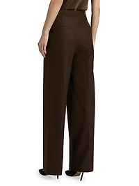 Pleated Wool-Blend Wide-Leg Trousers