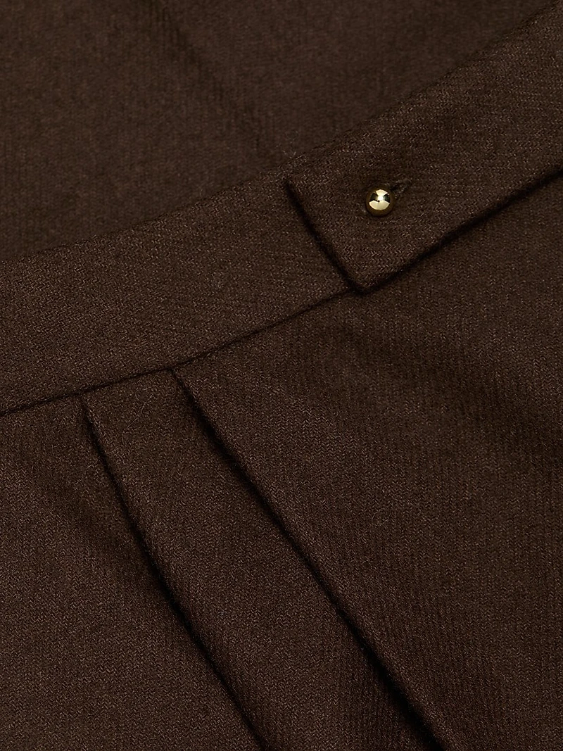 Pleated Wool-Blend Wide-Leg Trousers