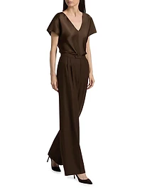 Pleated Wool-Blend Wide-Leg Trousers