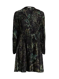 Grape Vine Pleated Knee-Length Shirtdress