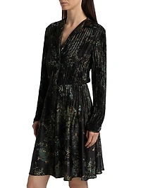 Grape Vine Pleated Knee-Length Shirtdress