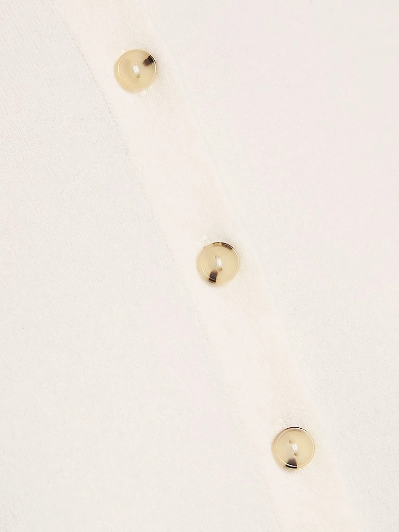 Wool-Blend Button-Front Polo Cardigan