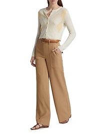 Argyle Wool-Blend Crewneck Cardigan