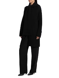 Draped Rib-Knit Car Coat