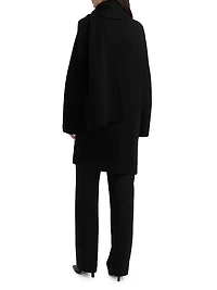 Draped Rib-Knit Car Coat