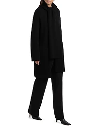 Draped Rib-Knit Car Coat