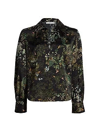 Grape Vine Silk V-Neck Blouse