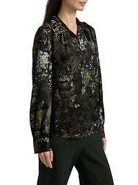 Grape Vine Silk V-Neck Blouse