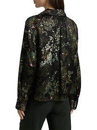 Grape Vine Silk V-Neck Blouse