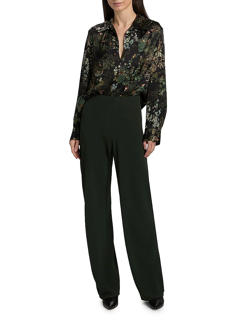 Grape Vine Silk V-Neck Blouse