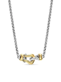 Petite Buckle Necklace in Sterling Silver with 14K Yellow Gold, 16.3MM