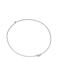 Petite Buckle Necklace in Sterling Silver with 14K Yellow Gold, 16.3MM
