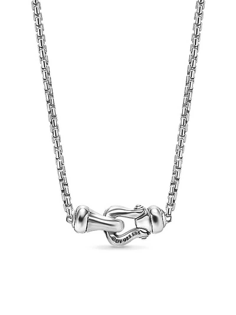 Petite Buckle Necklace in Sterling Silver with 14K Yellow Gold, 16.3MM