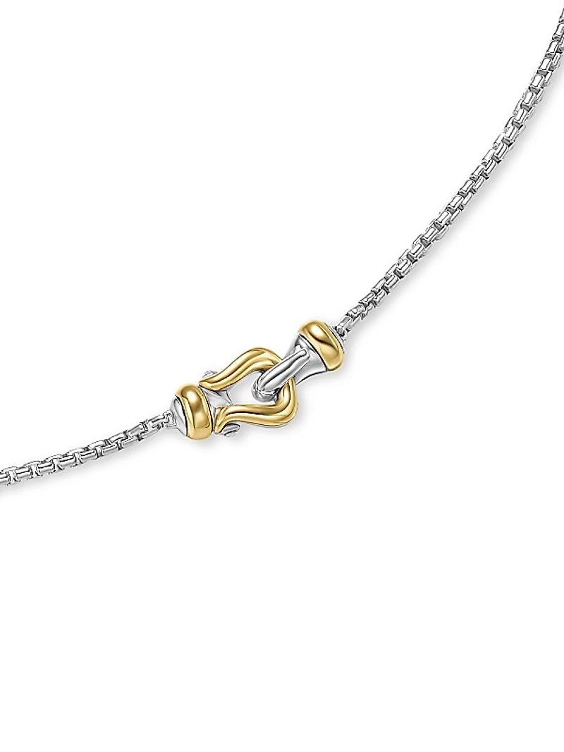 Petite Buckle Necklace in Sterling Silver with 14K Yellow Gold, 16.3MM