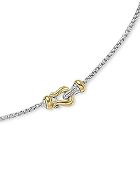 Petite Buckle Necklace in Sterling Silver with 14K Yellow Gold, 16.3MM