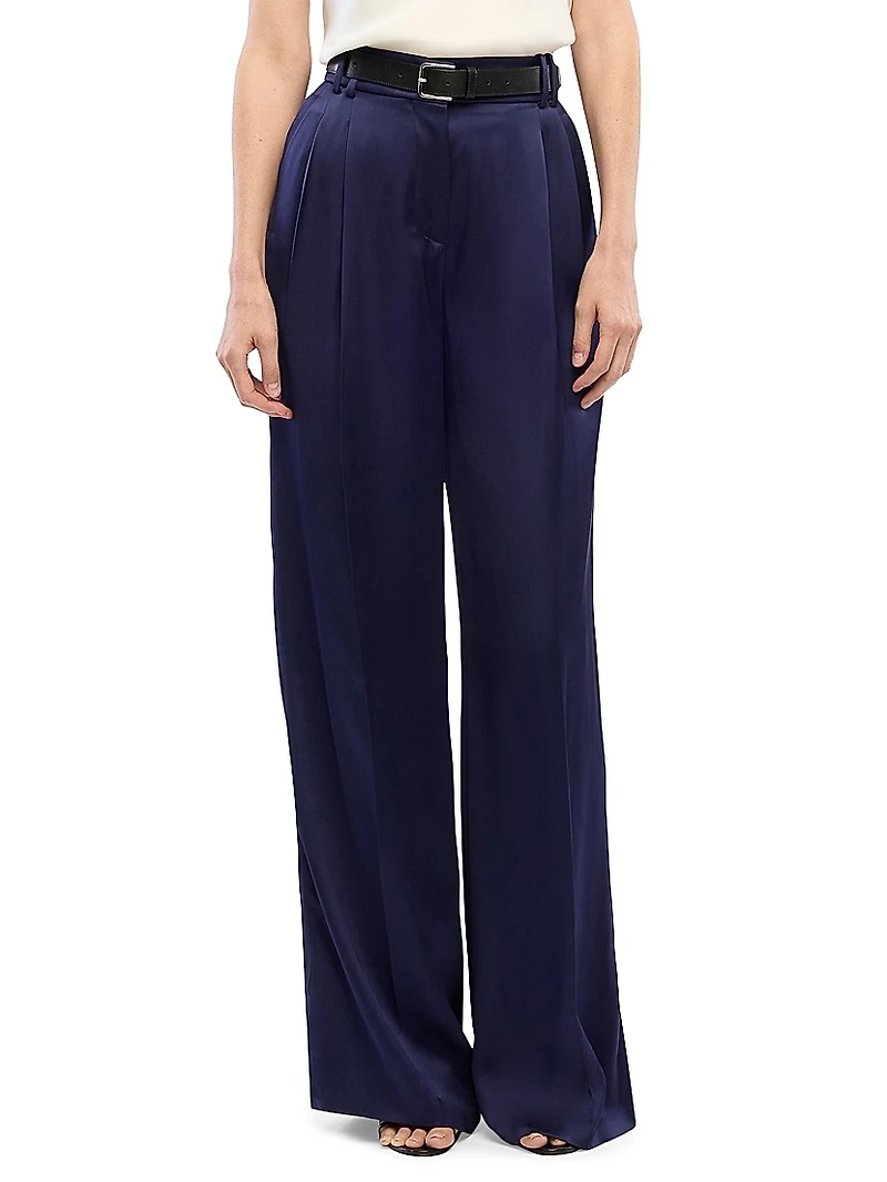 Satin Pleated Trousers