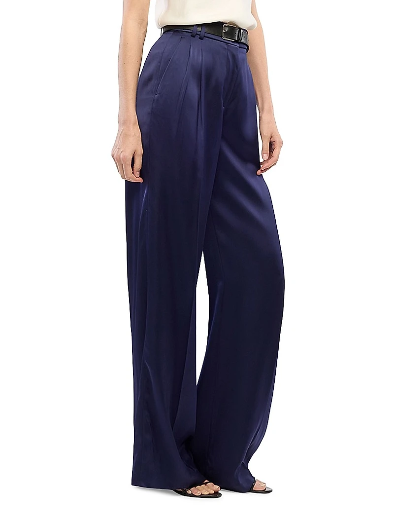 Satin Pleated Trousers