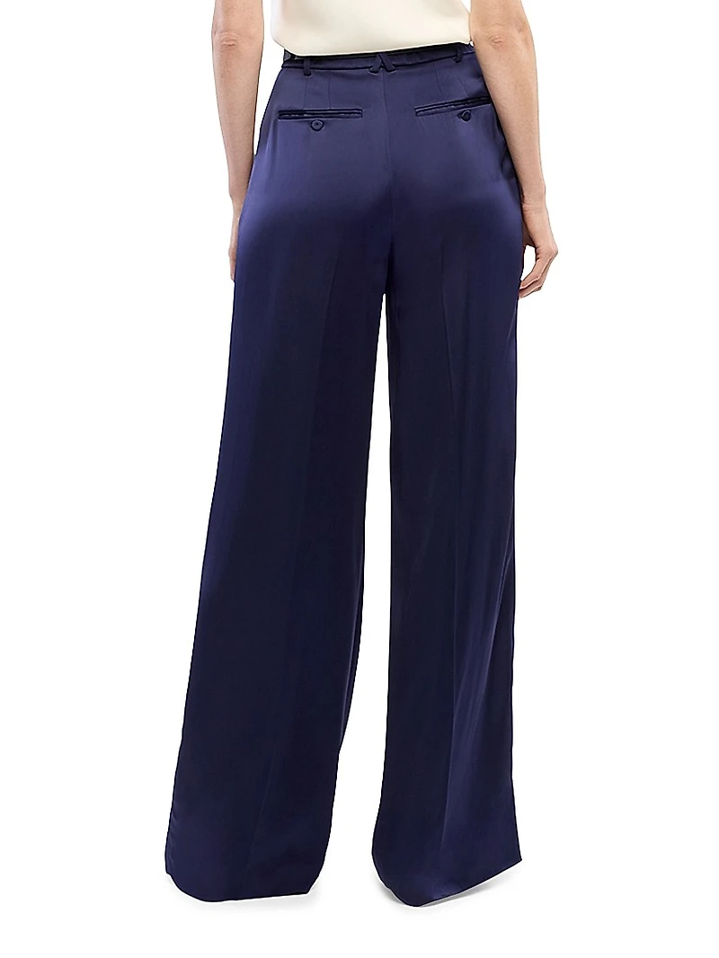 Satin Pleated Trousers