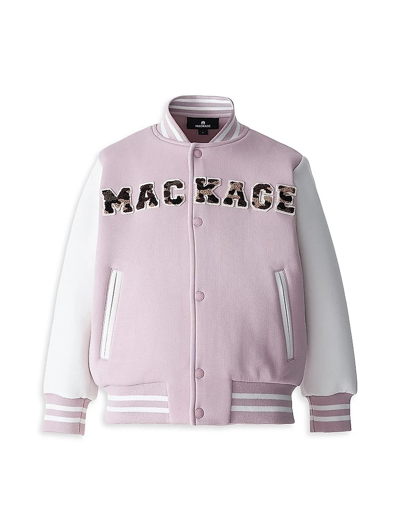 Little Girl's & Nels Logo Varsity Jacket