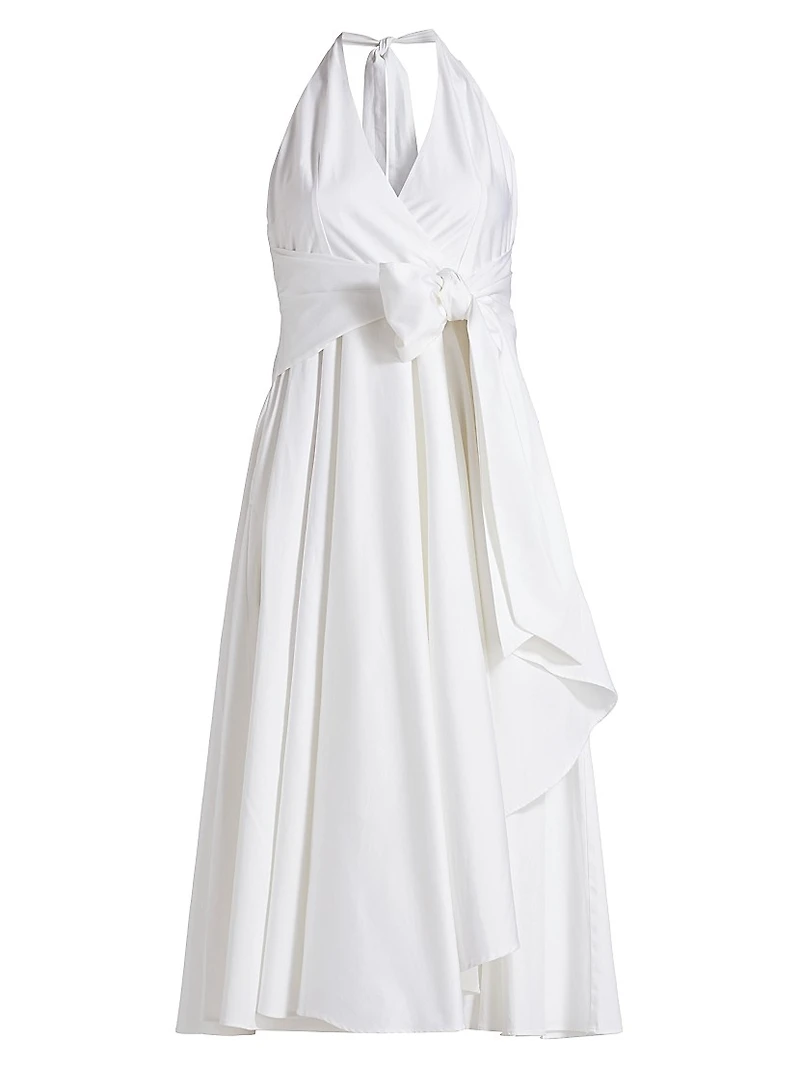 Hannah Stretch-Cotton Halterneck Midi-Dress