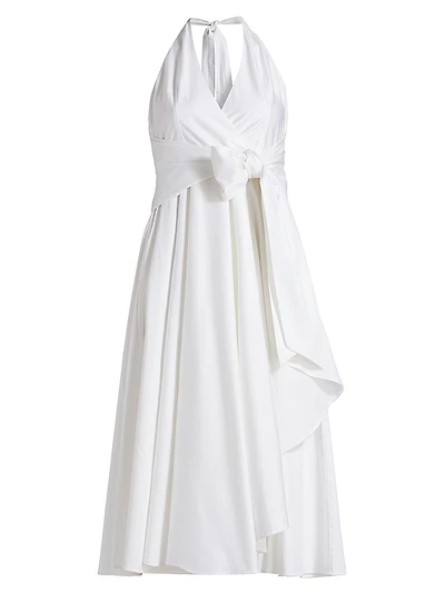 Hannah Stretch-Cotton Halterneck Midi-Dress