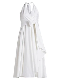 Hannah Stretch-Cotton Halterneck Midi-Dress
