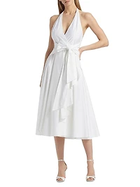 Hannah Stretch-Cotton Halterneck Midi-Dress