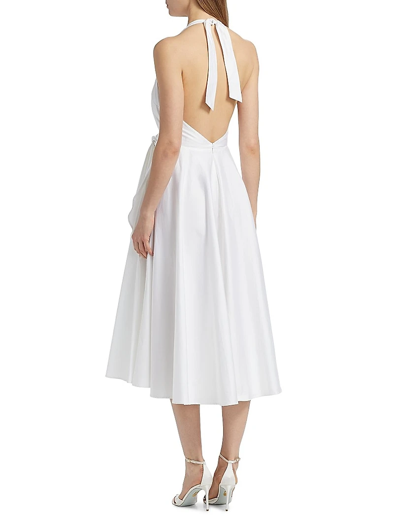 Hannah Stretch-Cotton Halterneck Midi-Dress