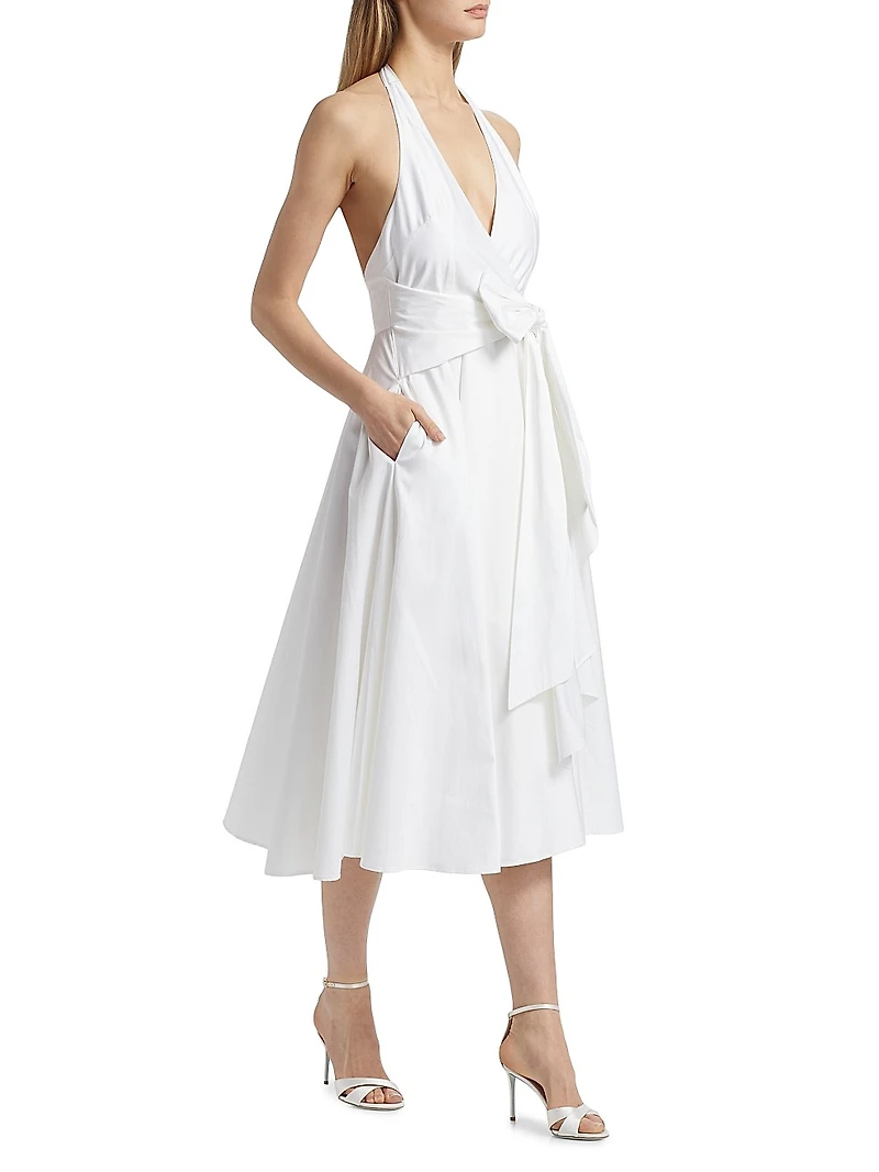 Hannah Stretch-Cotton Halterneck Midi-Dress