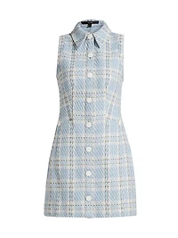 Sophia Plaid Tweed Button-Front Minidress
