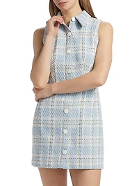 Sophia Plaid Tweed Button-Front Minidress